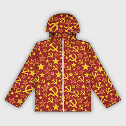 Ветровка с капюшоном женская СССР Серп и Молот, цвет: 3D-белый