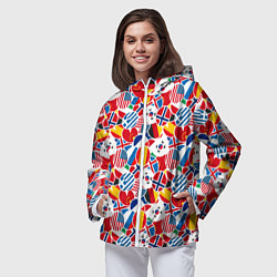 Ветровка с капюшоном женская Флаги стран мира, цвет: 3D-белый — фото 2
