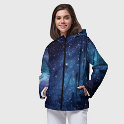 Ветровка с капюшоном женская Звездное небо - нейросеть, цвет: 3D-черный — фото 2