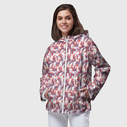 Ветровка с капюшоном женская Узоры триколор, цвет: 3D-белый — фото 2