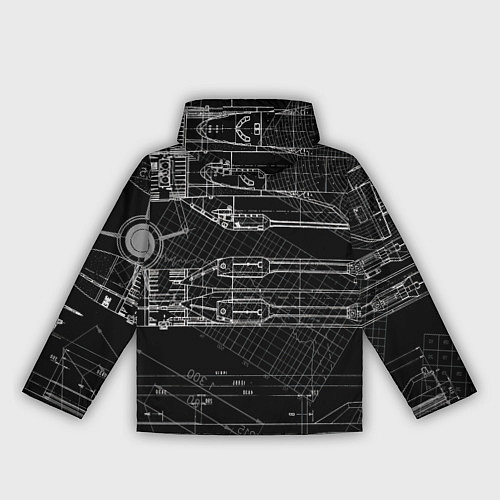 Женская ветровка Чертеж ракеты на чёрном фоне / 3D-Черный – фото 2