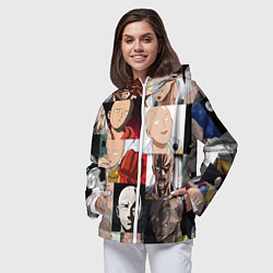 Ветровка с капюшоном женская Saitama - many faces, цвет: 3D-белый — фото 2