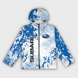 Ветровка с капюшоном женская Subaru blue logo, цвет: 3D-черный