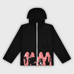 Ветровка с капюшоном женская Black pink на черном, цвет: 3D-белый