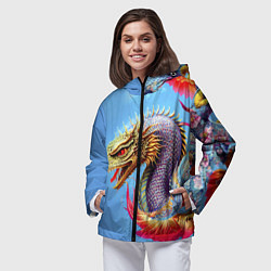 Ветровка с капюшоном женская Dragon - irezumi - tattoo - Japan, цвет: 3D-черный — фото 2