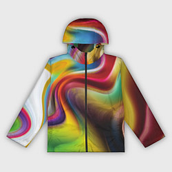 Ветровка с капюшоном женская Rainbow waves, цвет: 3D-черный