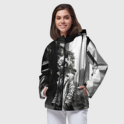 Ветровка с капюшоном женская Кибернетический кицунэ, цвет: 3D-черный — фото 2