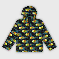 Ветровка с капюшоном женская Мячики теннисные, цвет: 3D-черный