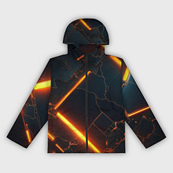 Ветровка с капюшоном женская Неоновые разломы - оранжевый, цвет: 3D-черный