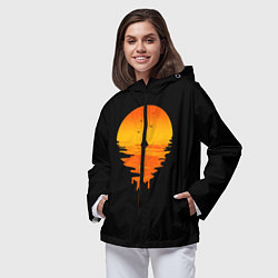 Ветровка с капюшоном женская Лавовый закат, цвет: 3D-черный — фото 2