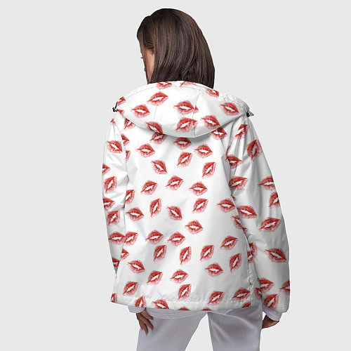 Женская ветровка Поцелуи - паттерн / 3D-Черный – фото 4