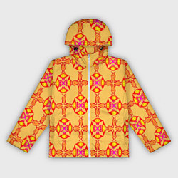 Ветровка с капюшоном женская Желто-оранжевый мотив, цвет: 3D-белый