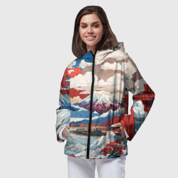 Ветровка с капюшоном женская Пейзаж в Японском стиле, цвет: 3D-черный — фото 2