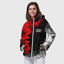 Ветровка с капюшоном женская Ауди - красный и белый, цвет: 3D-белый — фото 2
