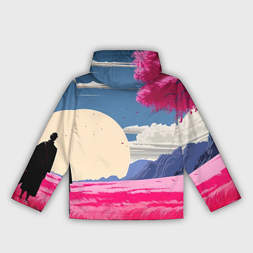 Женская ветровка Самурай в поле на закате / 3D-Белый – фото 2