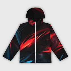 Ветровка с капюшоном женская Red black abstract, цвет: 3D-белый