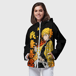 Ветровка с капюшоном женская Зеницу и иероглифы - клинок, цвет: 3D-белый — фото 2