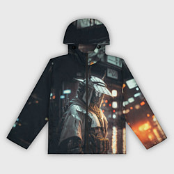 Ветровка с капюшоном женская Футуристический самурай, цвет: 3D-черный