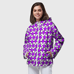 Ветровка с капюшоном женская Ретро звёзды фиолетовые, цвет: 3D-белый — фото 2