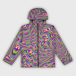 Ветровка с капюшоном женская В полоску триппи, цвет: 3D-черный