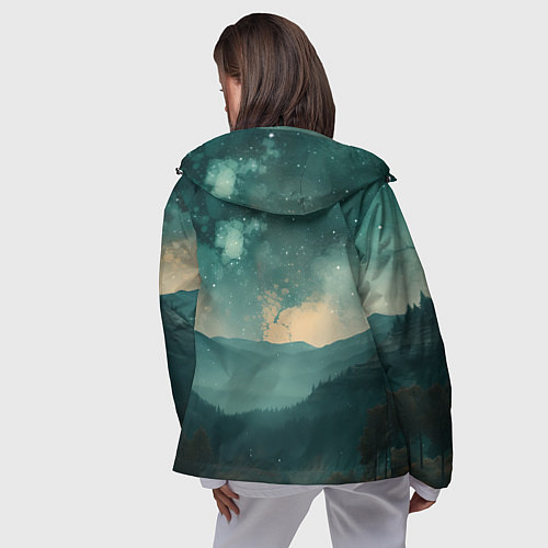Женская ветровка Космическая ночь в горах / 3D-Черный – фото 4