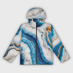 Ветровка с капюшоном женская Узор волна голубой океанический агат, цвет: 3D-черный