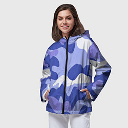 Ветровка с капюшоном женская Камуфляжный узор голубой, цвет: 3D-черный — фото 2
