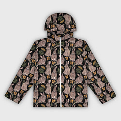 Ветровка с капюшоном женская Зайцы и пижма, цвет: 3D-белый