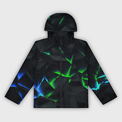 Ветровка с капюшоном женская Зеленые и синие плиты, цвет: 3D-черный
