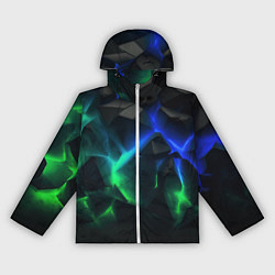 Ветровка с капюшоном женская Разлом синих и зеленых плит, цвет: 3D-белый