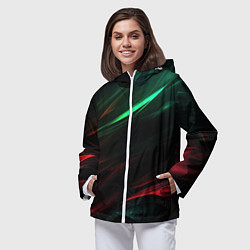 Ветровка с капюшоном женская Dark red and green, цвет: 3D-белый — фото 2