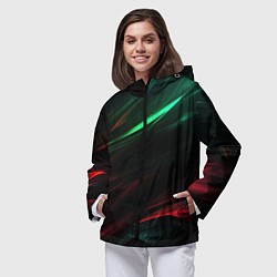 Ветровка с капюшоном женская Dark red and green, цвет: 3D-черный — фото 2