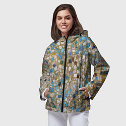 Ветровка с капюшоном женская Мозаика белая разноцветная, цвет: 3D-черный — фото 2