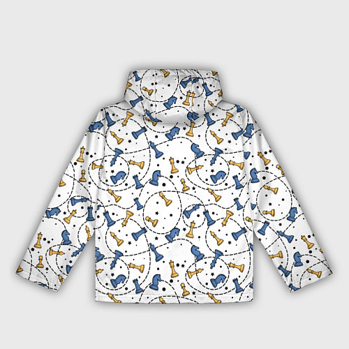 Женская ветровка Синие и желтые шахматные фигуры на белом фоне / 3D-Белый – фото 2