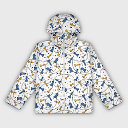 Ветровка с капюшоном женская Синие и желтые шахматные фигуры на белом фоне, цвет: 3D-белый