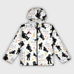Ветровка с капюшоном женская Космическое приключение паттерн, цвет: 3D-черный