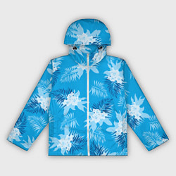 Ветровка с капюшоном женская Синие цветы - Vice city - new ver, цвет: 3D-белый
