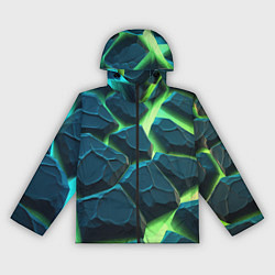 Ветровка с капюшоном женская Камни в неоне, цвет: 3D-черный