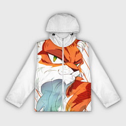 Ветровка с капюшоном женская Рыжий хитрый мультяшный кот, цвет: 3D-белый