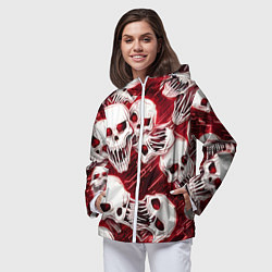 Ветровка с капюшоном женская Черепа киберпанк, цвет: 3D-белый — фото 2