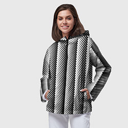 Ветровка с капюшоном женская Геометрический узор в елочку, цвет: 3D-черный — фото 2