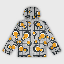 Ветровка с капюшоном женская Абстракция из кругов и линий, цвет: 3D-белый