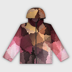 Ветровка с капюшоном женская Мозаика в коричнево-розовых тонах, цвет: 3D-черный