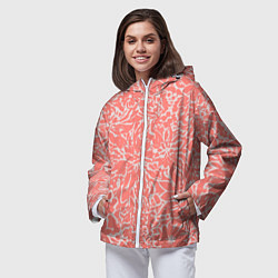 Ветровка с капюшоном женская Цветочный персиковый, цвет: 3D-белый — фото 2