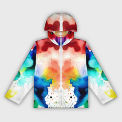 Ветровка с капюшоном женская Цветная монотипия - поп-арт, цвет: 3D-белый