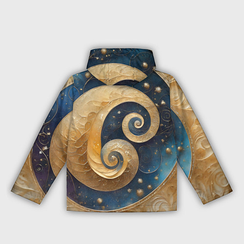Женская ветровка Синий золотой декоративный орнамент / 3D-Белый – фото 2