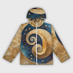 Ветровка с капюшоном женская Синий золотой декоративный орнамент, цвет: 3D-белый