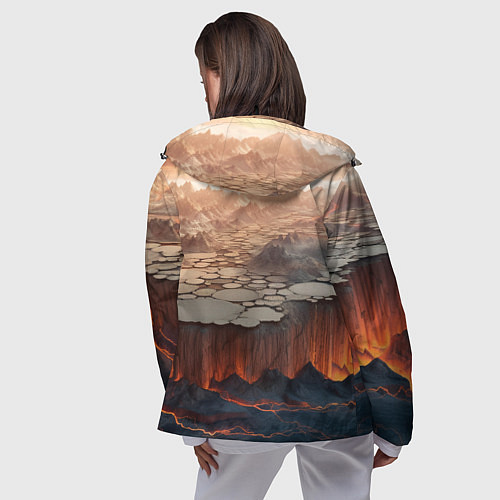 Женская ветровка Разлом земли и лавовой поверхности / 3D-Черный – фото 4
