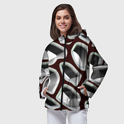 Ветровка с капюшоном женская Объемная сеть, цвет: 3D-черный — фото 2