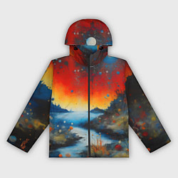 Ветровка с капюшоном женская Импрессионистская абстрактная живопись, цвет: 3D-черный